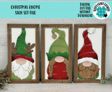 Load image into Gallery viewer, Christmas Gnome Sign Set File SVG, Glowforge, Holiday, Santa, Reindeer, Elf, LuckyHeartDesignsCo
