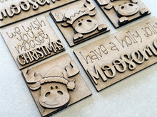 Load image into Gallery viewer, Moose Christmas MINI Interchangeable Leaning Sign File SVG, Rudolph, Santa, Elf, Tiered Tray Glowforge, LuckyHeartDesignsCo