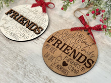 Load image into Gallery viewer, Friends Word Art Christmas Ornament File SVG, Glowforge, Keychain Tag, Stocking, Gift, LuckyHeartDesignsCo