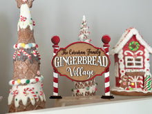 Load image into Gallery viewer, Gingerbread Village Standing Sign File SVG, Christmas, Santa, Candy Cane Bakery, Tiered Tray, Centerpiece, glowforge, LuckyHeartDesignsCo