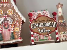 Load image into Gallery viewer, Gingerbread Village Standing Sign File SVG, Christmas, Santa, Candy Cane Bakery, Tiered Tray, Centerpiece, glowforge, LuckyHeartDesignsCo