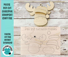 Load image into Gallery viewer, Moose Pop Out Christmas Ornament Craft File SVG, Reindeer, Rudolph, Build Your Own, Christmas, Kids Craft, Glowforge, LuckyHeartDesignsCo