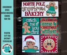 Load image into Gallery viewer, Gingerbread Kisses Interchangeable Leaning Sign File SVG, Glowforge, Bakery, Christmas, LuckyHeartDesignsCO