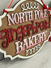 Load image into Gallery viewer, Gingerbread Bakery Door Hanger File SVG, Glowforge, Christmas, Holiday, LuckyHeartDesignsCo
