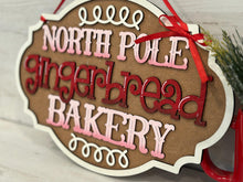 Load image into Gallery viewer, Gingerbread Bakery Door Hanger File SVG, Glowforge, Christmas, Holiday, LuckyHeartDesignsCo