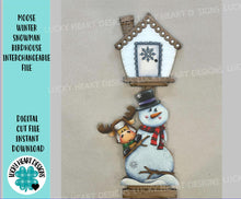 Load image into Gallery viewer, Moose Winter Snowman for the Birdhouse Interchangeable File SVG, Winter, Seasonal, Holiday Shapes, Glowforge, Laser, LuckyHeartDesignsCo