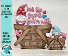 Load image into Gallery viewer, Love the Gnome For The Flower Basket Interchangeable File SVG, TINY, Valentine, Heart, Tiered Tray, Glowforge, LuckyHeartDesignsCo