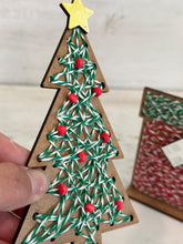 Load image into Gallery viewer, String Art Christmas Standing File SVG, Kids, Children, Craft, Kit, Yarn, Tree, Santa, Merry, Holiday Glowforge, LuckyHeartDesignsCo