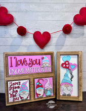 Load image into Gallery viewer, Gnome Love Valentine Interchangeable Leaning Sign File SVG, Heart, Tiered Tray Glowforge, LuckyHeartDesignsCo