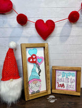 Load image into Gallery viewer, Gnome Love Valentine Interchangeable Leaning Sign File SVG, Heart, Tiered Tray Glowforge, LuckyHeartDesignsCo