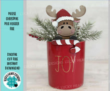 Load image into Gallery viewer, Moose Christmas Mug Hugger File SVG, Glowforge Tiered Tray, Reindeer, RudolphTray Decor, Holiday, Topper, LuckyHeartDesignsCo