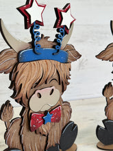 Load image into Gallery viewer, Bow Tie the Highland Cow Interchangeable Hats File SVG, Seasonal, Farm Tiered Tray Glowforge, LuckyHeartDesignsCo