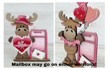 Load image into Gallery viewer, Moose Valentine Standing File SVG, Balloon, Love, Heart, Mailbox, Chocolate, Farm, Tiered Tray Glowforge LuckyHeartDesignsCo