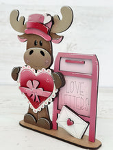 Load image into Gallery viewer, Moose Valentine Standing File SVG, Balloon, Love, Heart, Mailbox, Chocolate, Farm, Tiered Tray Glowforge LuckyHeartDesignsCo