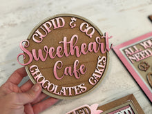 Load image into Gallery viewer, Cupid chocolate Sign Bundle Set File SVG, Glowforge, Pretzel, Cake pop, Valentine, LuckyheartDesignsCo