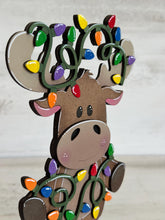 Load image into Gallery viewer, Moose Christmas Lights Standing File SVG, Cow, Holiday, Tree, Ornament, Farm, Tiered Tray Glowforge, LuckyHeartDesignsCo