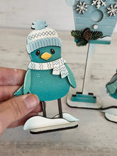 Load image into Gallery viewer, Winter Birds Standing File SVG, Glowforge, Birdhouse, Snowflake, Snowman, Tiered Tray LuckyHeartDesignsCo