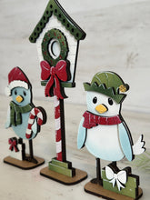 Load image into Gallery viewer, Christmas Birds Standing File SVG, Glowforge, Birdhouse, Santa, Candy Cane, Elf, Tiered Tray LuckyHeartDesignsCo