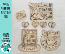 Load image into Gallery viewer, Moose Valentine Tiered Tray File SVG, Glowforge, Love, Heart, Valentines Day, LuckyHeartDesignsCo