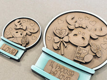 Load image into Gallery viewer, Moose Valentines Snow Globe Interchangeable File SVG, TINY, Glowforge, Love, Heart, Tiered Tray LuckyHeartDesignsCo