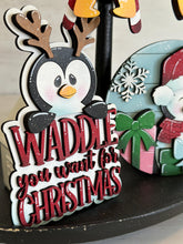 Load image into Gallery viewer, Penguin Christmas Quick and Easy Tiered Tray File SVG, Glowforge Candy Cane, Santa, Tier Tray, LuckyHeartDesignsCo