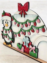 Load image into Gallery viewer, Penguin Christmas Standing Igloo File SVG, Glowforge Candy Cane, Santa, Winter, Tiered Tray, LuckyHeartDesignsCo