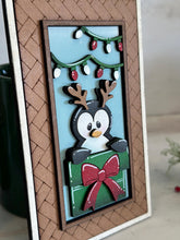 Load image into Gallery viewer, Penguin Christmas MINI Interchangeable Leaning Sign File SVG, Candy Cane, Santa Tiered Tray, Winter Glowforge, LuckyHeartDesignsCo
