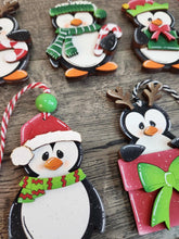 Load image into Gallery viewer, Penguin Christmas Ornament File SVG, Holiday, craft, Santa, Rudolph, Reindeer, Present, Glowforge, LuckyHeartDesignsCo