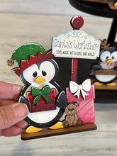 Load image into Gallery viewer, Penguin Christmas Quick Standing Tiered Tray File SVG, Glowforge Candy Cane, Reindeer, Rudolph, Santa, Tier Tray, LuckyHeartDesignsCo