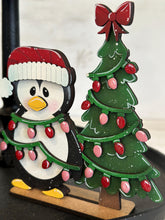 Load image into Gallery viewer, Penguin Christmas Quick Standing Tiered Tray File SVG, Glowforge Candy Cane, Reindeer, Rudolph, Santa, Tier Tray, LuckyHeartDesignsCo