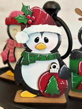 Load image into Gallery viewer, Penguin Christmas Quick Standing Tiered Tray File SVG, Glowforge Candy Cane, Reindeer, Rudolph, Santa, Tier Tray, LuckyHeartDesignsCo