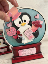 Load image into Gallery viewer, Penguin Valentines Love Snow Globe Interchangeable File SVG, TINY, Glowforge, Love, Heart, Tiered Tray LuckyHeartDesignsCo