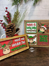 Load image into Gallery viewer, Moose Christmas Interchangeable Leaning Sign File SVG, glowforge Santa, Reindeer, Elf, Tiered Tray, LuckyHeartDesignsCo