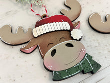 Load image into Gallery viewer, Moose Christmas Ornament File SVG, Santa Elf Candy Cane Presents Tiered Tray, Glowforge, LuckyHeartDesignsCo