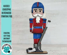 Load image into Gallery viewer, Hockey Christmas Nutcracker Standing File SVG, Glowforge, Coach Gift, Puck, Stick Tiered Tray LuckyHeartDesignsCo