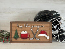 Load image into Gallery viewer, Tis the Season Hockey Christmas File SVG, Glowforge, Santa, Hot Chocolate, Coffee, Coach Gift, Puck, Stick Tiered Tray LuckyHeartDesignsCo