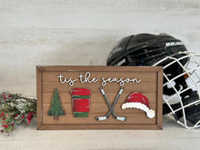 Load image into Gallery viewer, Tis the Season Hockey Christmas File SVG, Glowforge, Santa, Hot Chocolate, Coffee, Coach Gift, Puck, Stick Tiered Tray LuckyHeartDesignsCo