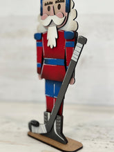 Load image into Gallery viewer, Hockey Christmas Nutcracker Standing File SVG, Glowforge, Coach Gift, Puck, Stick Tiered Tray LuckyHeartDesignsCo