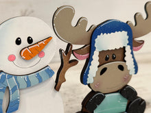 Load image into Gallery viewer, Moose Snowman Winter Standing File SVG, Snowflake, Farm, Frosty, Reindeer, Holiday, Tiered Tray, Glowforge, LuckyHeartDesignsCo