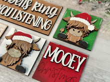 Load image into Gallery viewer, Highland Christmas MINI Interchangeable Leaning Sign File SVG, Cow, Santa, Reindeer, Rudolph Farm Tiered Tray Glowforge, LuckyHeartDesignsCo