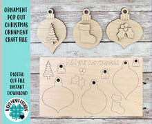 Load image into Gallery viewer, Ornament Pop Out Christmas Ornament Craft File SVG, Gift, Build Your Own, Holiday, Stocking, Tree Kids Craft, Glowforge, LuckyHeartDesignsCo