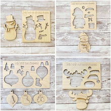 Load image into Gallery viewer, Pop Out Christmas Ornament Craft Bundle File SVG, Gift, Santa, Moose, Tree, Penguin, Snowman, Kids Craft, Glowforge, LuckyHeartDesignsCo