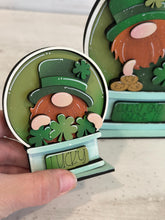 Load image into Gallery viewer, Gnome St. Patrick's Day Snow Globe Interchangeable File SVG, TINY, Pot O Gold, Clover, Leprechaun Glowforge, Tiered Tray LuckyHeartDesignsCo