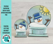 Load image into Gallery viewer, Melting Snowman Snow Globe Interchangeable File SVG, TINY, Winter, Glowforge, Tiered Tray LuckyHeartDesignsCo