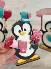 Load image into Gallery viewer, Penguin Valentines Standing File SVG, TINY, Glowforge, Love, Heart, Tiered Tray LuckyHeartDesignsCo