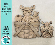 Load image into Gallery viewer, Moose Winter Snowman For The Flower Basket Interchangeable File SVG, TINY, Holiday, Tiered Tray, Glowforge, LuckyHeartDesignsCo
