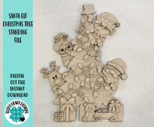Load image into Gallery viewer, Santa Elf Christmas Tree Standing File SVG, Rudolph, Mrs. Claus, Present, Reindeer, Glowforge, LuckyHeartDesignsCo