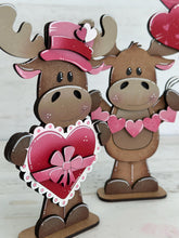 Load image into Gallery viewer, Moose Valentine Standing File SVG, Balloon, Love, Heart, Mailbox, Chocolate, Farm, Tiered Tray Glowforge LuckyHeartDesignsCo