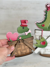 Load image into Gallery viewer, Dinosaur Valentine For The Flower Basket Interchangeable File SVG, Heart Love, TINY Rawr, Roar Tiered Tray Glowforge LuckyHeartDesignsCo