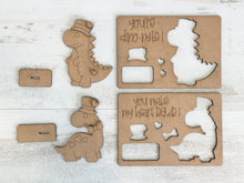 Load image into Gallery viewer, Dinosaur Valentine POP OUT Craft Kit File SVG, Love, Heart, Glowforge, LuckyHeartDesignsCo